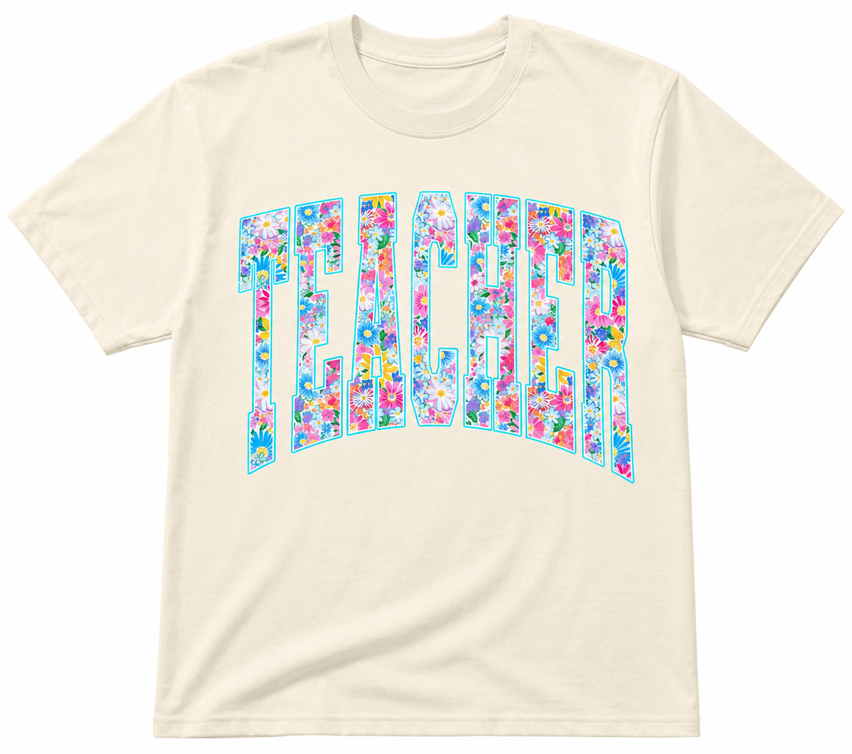 TEACHER flowers short sleeve shirt