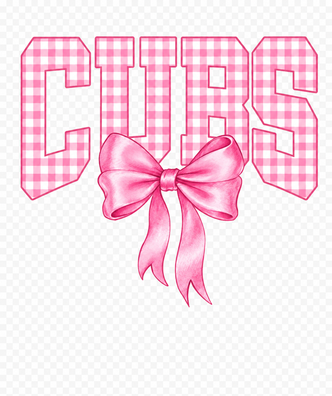 Pink Cubs gingham with bow long sleeve options