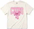 Pink Cubs in gingham with bow short sleeve tshirt