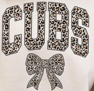 Cubs Leopard Bow long sleeve options
